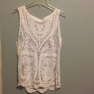 Sheer white lace top